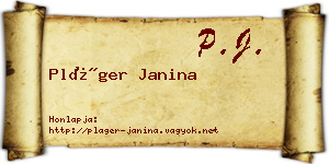 Pláger Janina névjegykártya